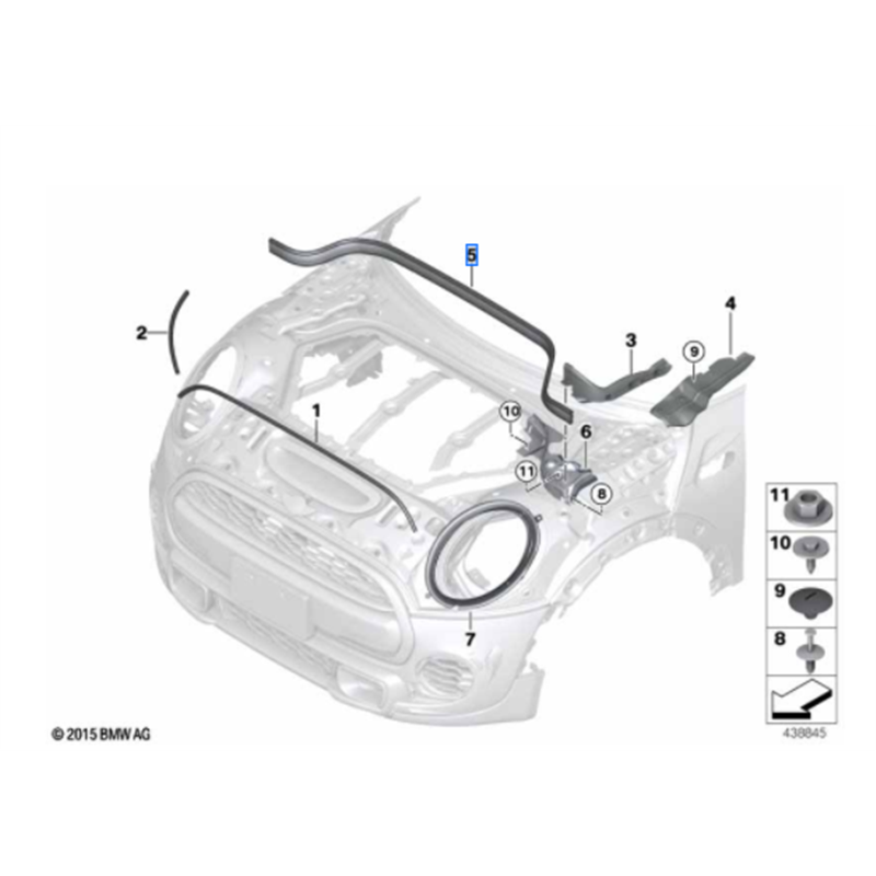 Joint arrière de capot avant MINI Clubman F54