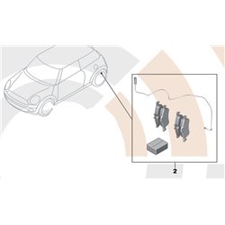 Kit plaquettes de frein arrière avec palpeur d'usure pour MINI Cooper, One et Cooper S (R50 et R53), Mini Cabrio (R52)